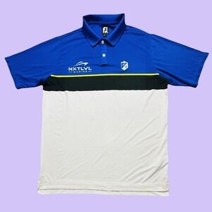 FootJoy Polo Shirt Mens XL Blue NXTLVL Marine Colorblock Golf Performance 27876